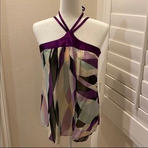BCBGMaxAzria Geometric Silk Blouse XS